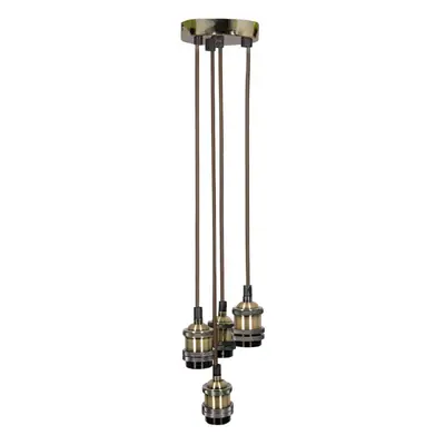 Quad E27 Antique Brass Rose Vintage Lighting Pendant with 1.8m Cables