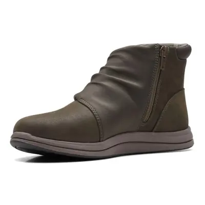 Clarks Women's Breeze Dusk Ankle Boot Dark Olive Textile