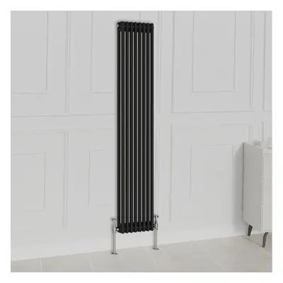 (1800x380mm-2 Column, Black) NRG Traditional Radiator Horizontal Vertical Cast Iron Style Double