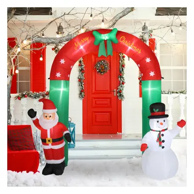 8FT Christmas Arch Inflatable w/ Santa & Snowman & LED Lights Outdoor Decor