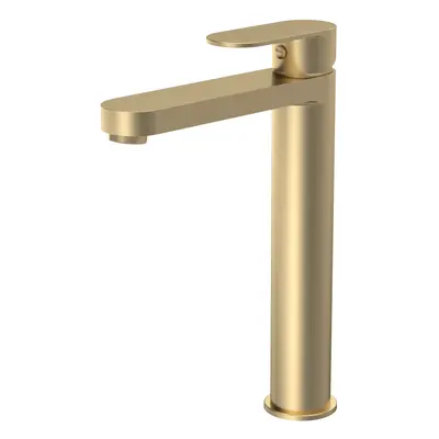 Round Tall Mono Basin Mixer Tap - Brushed Brass