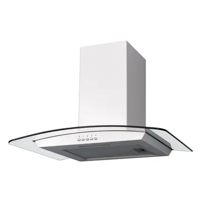 SIA CGH60WH 60cm White Curved Glass Chimney Cooker Hood Kitchen Extractor Fan