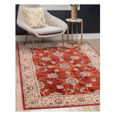 (Terracotta, Large 160x225 cm (5'3''x7'6'')) Traditional Orient Rug Living Room Bedroom Bordered