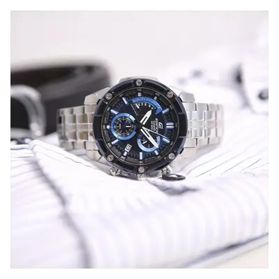 CASIO EDIFICE EFR-559DB MENS WATCH SILVER BRACELET BLUE DIAL