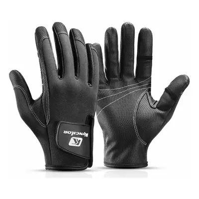 (Black, L) Touch Screen Fishing Gloves Thick Warm Antiskid Men Women Winter Outdoor Sports Guant