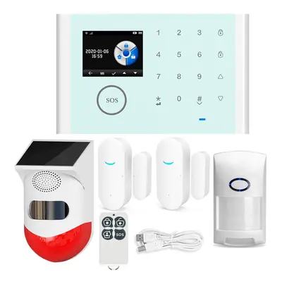 WIFI GSM Wireless Smart Solar Alarm System Door Home Security SIM Card EN RU ES PL DE Switchable