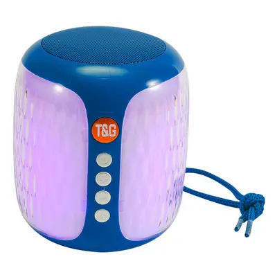 (Blue) Portable Speaker Bluetooth 5.0 Wireless Speaker Cylindrical Luminous Lantern Speaker Wate