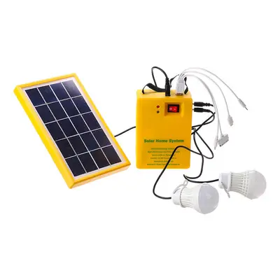 Solar Panel Power Generator Kit 5V USB Charger Home Outdoor System with LED Bulbs Light