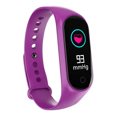 (Purple) Heart Rate Blood Pressure O2 Monitor Multi-sport Modes Call Rejection USB Charging Smar