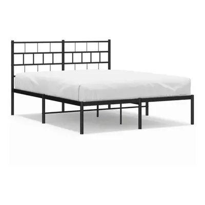 (black, x cm/with headboard) vidaXL Metal Bed Frame Bedroom Platform Bed Base Bedstead Mattress 