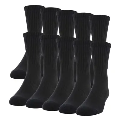 gildan Mens Active cotton crew Socks 10-Pairs Black Shoe Size: