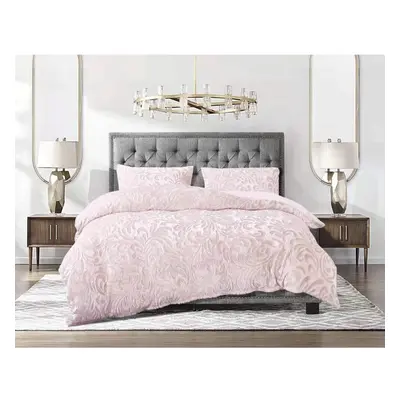 (Pink, Super King) New Teddy Fleece Duvet Cover Crushed Velvet Bedding Sets for winter in all si