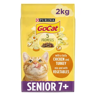 (2 kg (Pack of 4)) Go-Cat Senior Chicken & Veg Dry Cat Food 2kg, Pack of