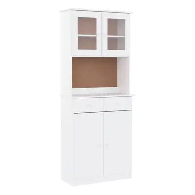 (white) vidaXL Highboard Sideboard Side Cabinet Storage Cabinet Solid Wood Pine ALTA