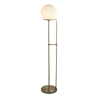 1 Light Floor Lamp Antique Brass Opal White Glass Shade