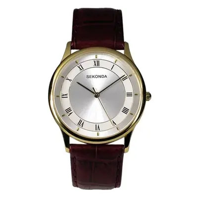 Sekonda Mens Watch Brown Leather Strap Silver Dial