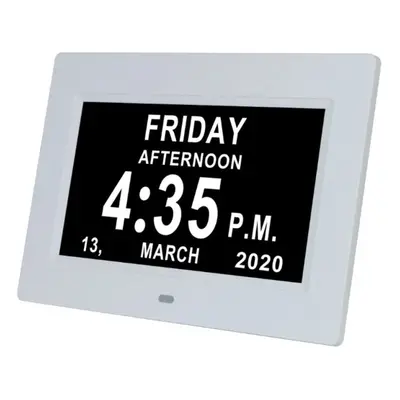 (White) 7Inch LED Digital Photo Frame Large Font Clock Automatically Adjusts Brightness