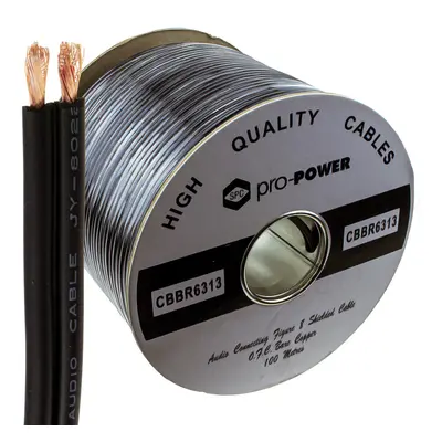 kenable Twin OFC Individually Lap Screened/Shielded Audio Speaker Cable Black 100m Reel