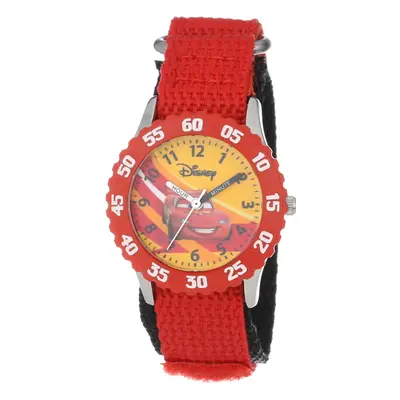 Disney Cars Kids' Bezel Stainless Steel Time Teacher Analog Nylon Stra