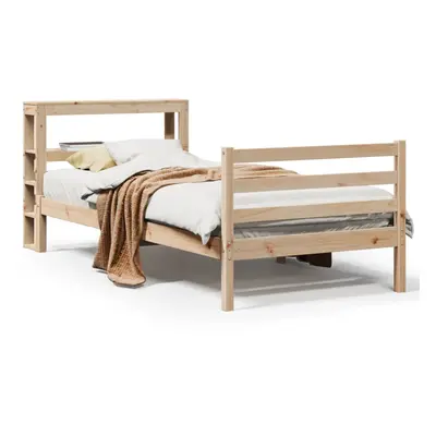 (natural, x cm) vidaXL Bed Frame with Headboard Solid Wood Pine