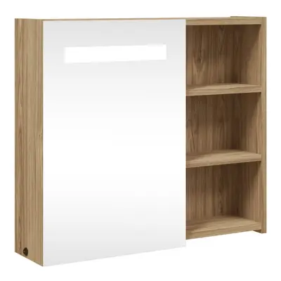 (oak, x x cm) vidaXL Bathroom Mirror Cabinet with LED Light Illuminated Wall Storage Cabinet