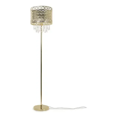 Gold Moroccan Floor Lamp Jewel Droplet Drum Shade Standing Light