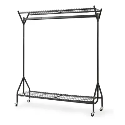 4ft x 5ft Black Heavy Duty Clothes Rail With Shoe Rack