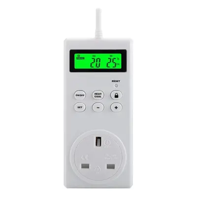 (UK Plug) Wireless Temperature Controller Temperature Adjustable Backlit LED Display Switch Time