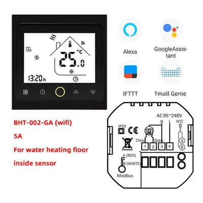 (GALWWifi-Black) Wifi Smart Thermostat 3A Temperature Controller APP Remote Control for Water/Ga