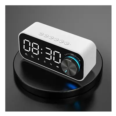 (White) Bluetooth Subwoofer Music Player Speaker Alarm Clock With FM Radio Broadcast And Dual Al