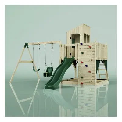 (Swing Olavo Green) Rebo PolarPlay Kids Climbing Tower & Playhouse