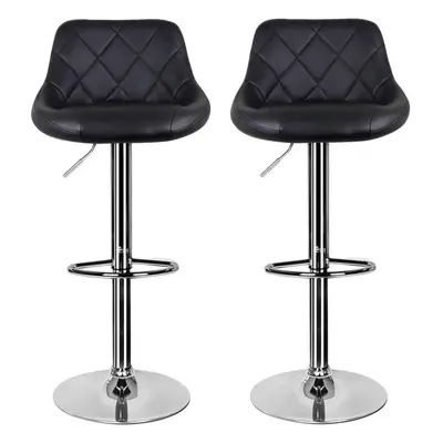 (Black) Bar Stool Breakfast Bar Stool with Chrome Footrest and Base Swivel Gas Lift Kitchen Stoo