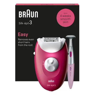 Braun Silk-Ã©pil Epilator - Pink | Wet & Dry, Corded, Tweezers, Bikini Line Attachment, Comfort 