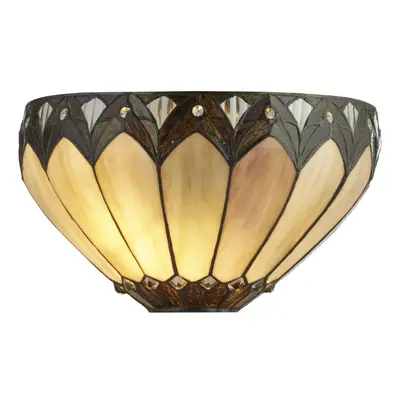 Searchlight Pearl Tiffany Wall Light Clear/Brown/Purple