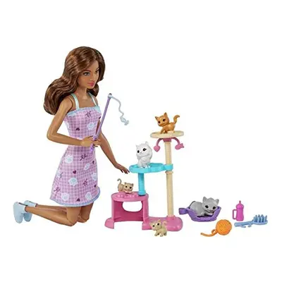 Barbie Kitty Condo Doll and Pets Playset with Barbie Doll (Brunette), Cat, Kittens, Cat Tree & A