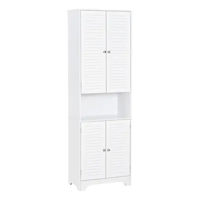 HOMCOM 183x60cm Tall Freestanding Bathroom Cabinet Retro Compartments White