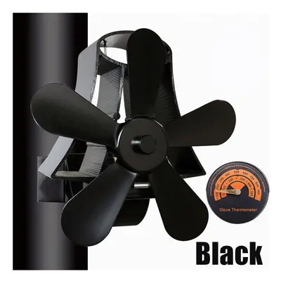 (Black) Fireplace Fan Blade Heat Powered Stove Fan komin Log Wood Burner Eco Friendly Quiet Fan 