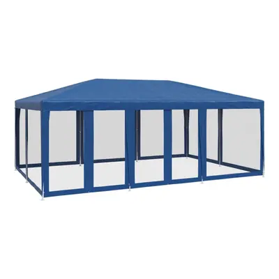 vidaXL Party Tent with Mesh Sidewalls Party Gazebo Canopy Marquee Blue HDPE