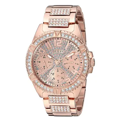 GUESS Rose Gold-Tone Stainless Steel Crystal Watch with Day Date +