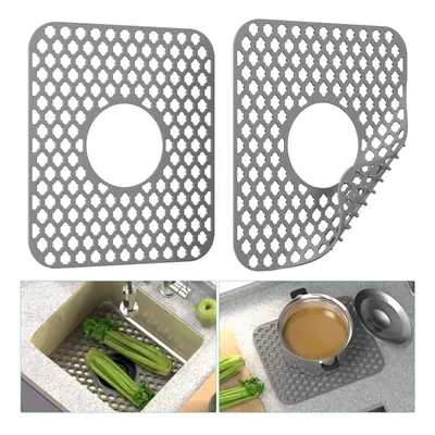 TOOVEM Kitchen Sink Mats 2PCS NonSlip Heat Resistant Silicone Sink Protector Mat Folding Farmhou