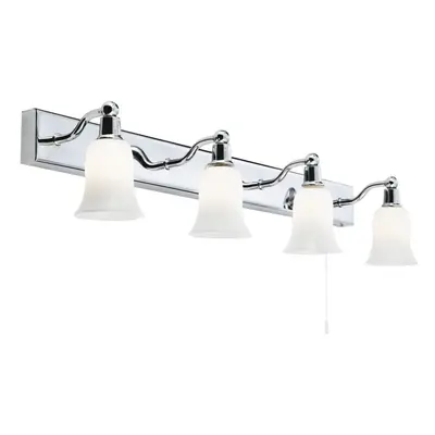 Traditional Style Bathroom Wall Light Bar With White Glass Shades