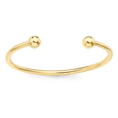 Jewelco London Teens Solid 9ct Yellow Gold Double Bead Torque 2.5mm Maiden Bangle Bracelet - JKB