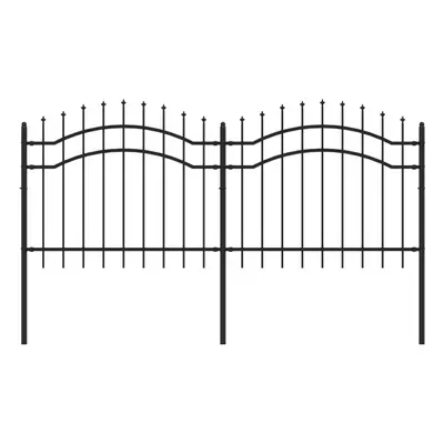 (140 cm) vidaXL Garden Fence with Spear Top Black Powder-coated Steel Fence Multi Sizes