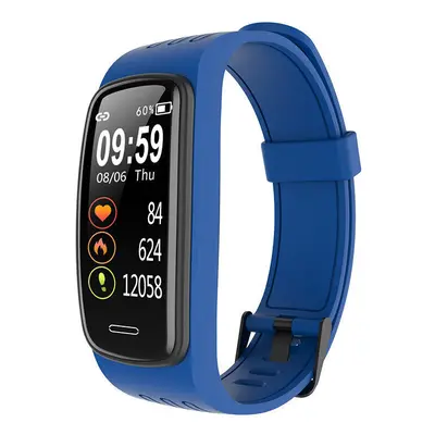 (Blue) IP68 Waterproof SpO2 Heart Rate Blood Pressure Monitor Sport Route Track Weather Forecast