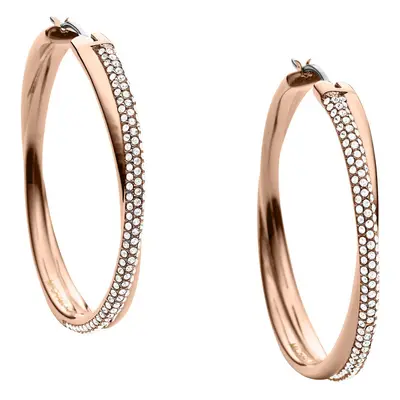 Michael Kors Stainless Steel and Pav? Crystal Hoop Earrings for Women