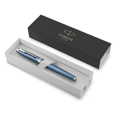 Parker IM Rollerball Pen | Premium Blue Grey with Chrome Trim | Fine Point with Black Ink Refill