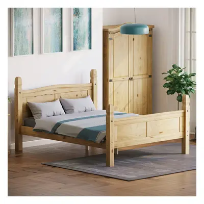 (King Size) Corona Bed Frame High Foot Pine Wood Rustic Wax