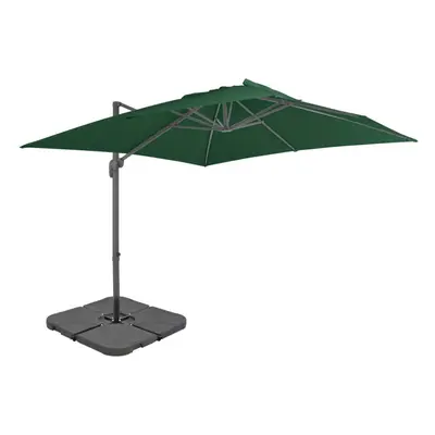 vidaXL Outdoor Umbrella with Portable Base Green