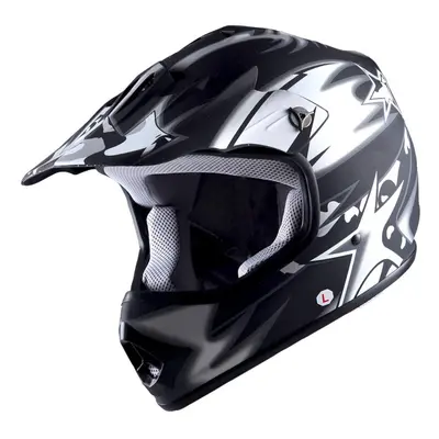 WOW Youth Kids Motocross BMX MX ATV Dirt Bike Helmet Star Matt Black