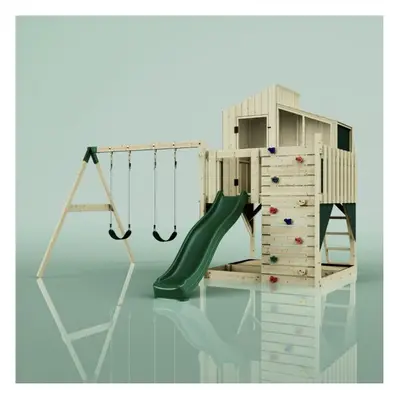 (Swing Geir Green) Rebo PolarPlay Kids Climbing Tower & Playhouse